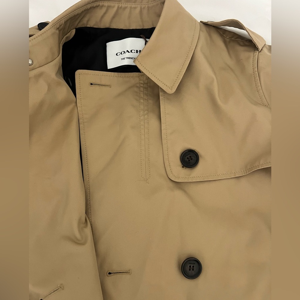 Coach Tan Double-Breasted Trench Coat - Picture 2 of 13